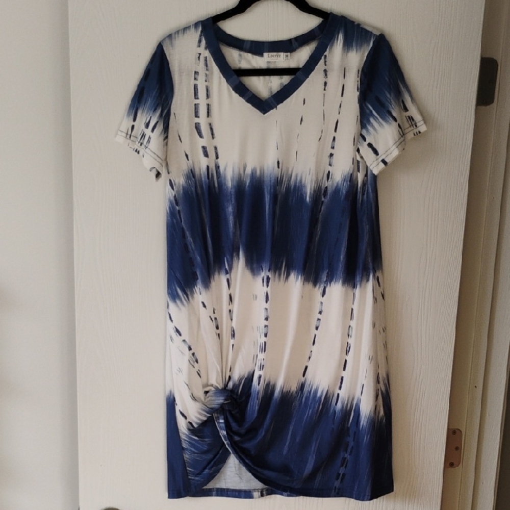 Blue and White Tie-Dye Dress